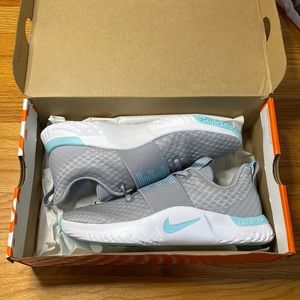 Brand New Gray Nike Renew Sneakers with blue details